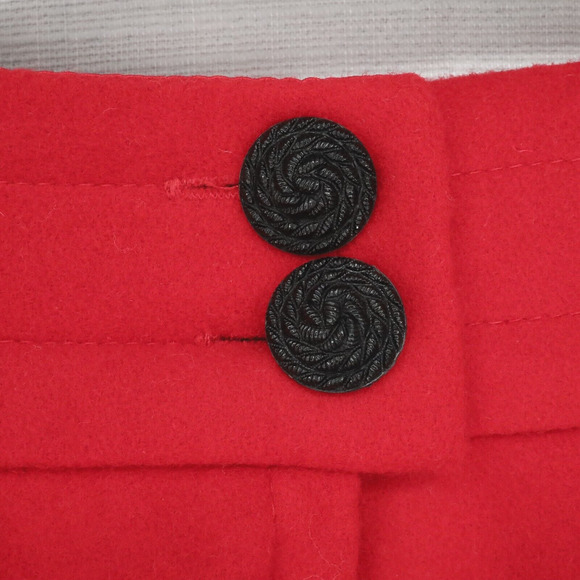 Laurel Escada Skirt Womens 8 Red Wool Blend Lined Pencil Buttons Zipper Rock New - Picture 7 of 12